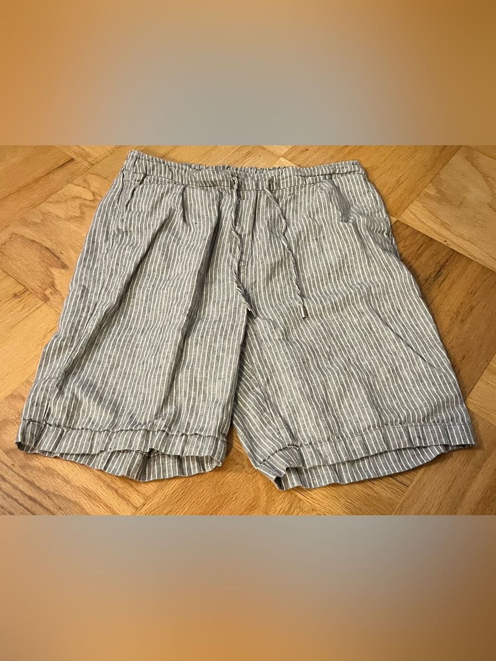 Chico’s 100% Linen Striped Bermuda Shorts